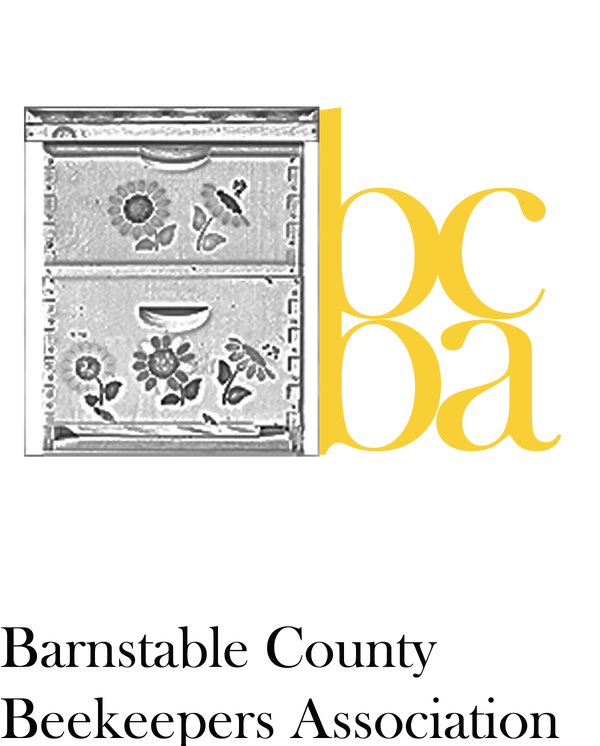 Barnstable County Beekeepers Association logo: painted hive with bcba lettering (first-party).