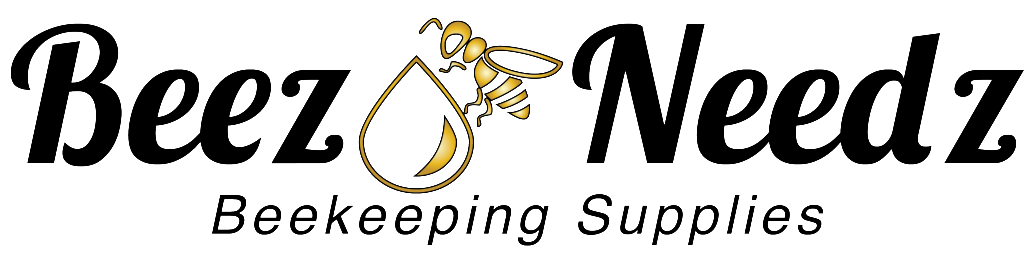 Beez Needz wordmark in gold script beside a gold bee silhouette and the line Beekeeping Products & Supplies.