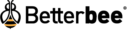 Betterbee wordmark beside a honey bee with orange and black stripes.