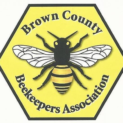 Brown County Beekeepers Association yellow hexagon bee logo (first-party).