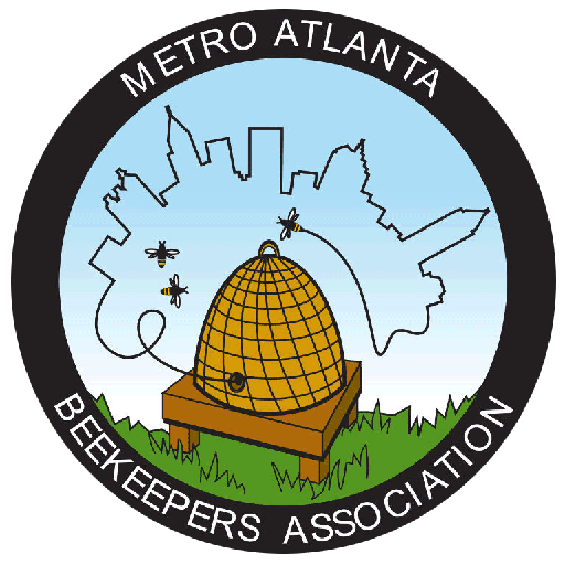 Metro Atlanta Beekeepers Association circular seal with a skep, Atlanta skyline outline, and bees.