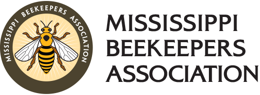 Mississippi Beekeepers Association logo: circular bee emblem beside MISSISSIPPI BEEKEEPERS ASSOCIATION lettering.