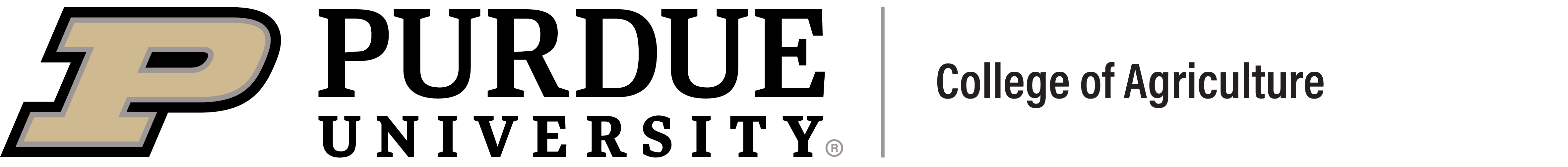 Purdue University College of Agriculture wordmark in black and gold with a circular university seal.